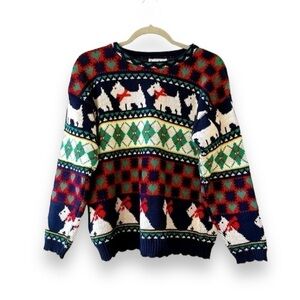Bonnie Nobel Vintage‎ Scottie Dog Sweater Size 11 Cotton Knit 90s Preppy Grandma